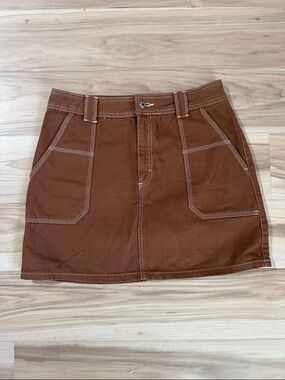 Topshop Stitch-Detail Denim Mini Skirt